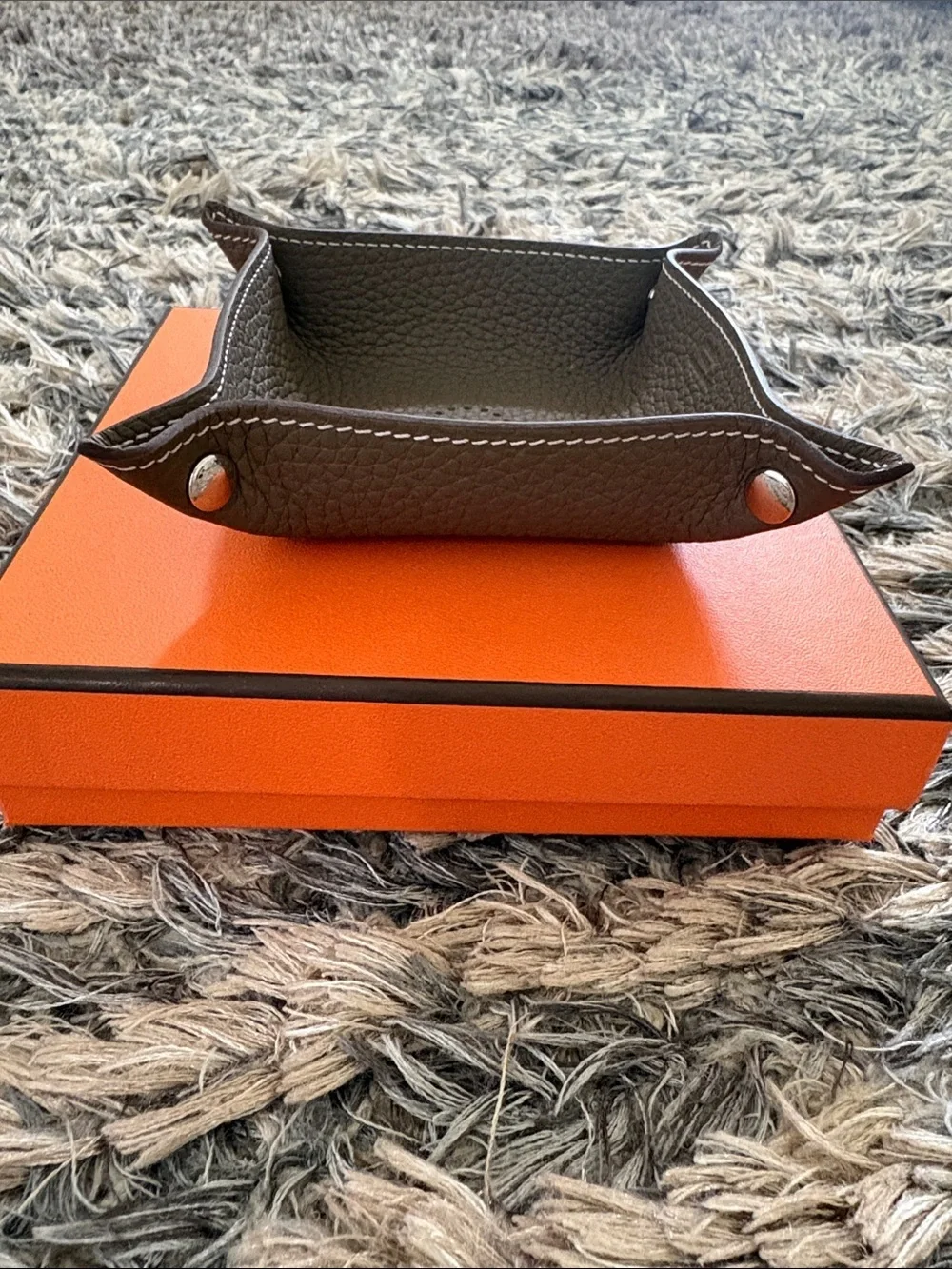 Hermès Mises et Relances H Evelyne Mini Change Tray Brown New In Box